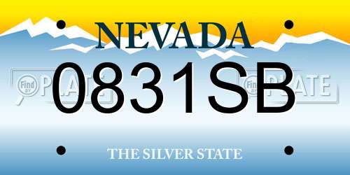 0831SB Nevada License Plate