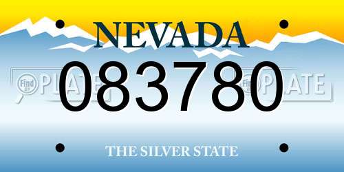 083780 Nevada License Plate