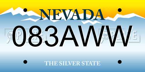 083AWW Nevada License Plate