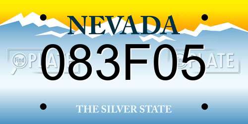 083F05 Nevada License Plate