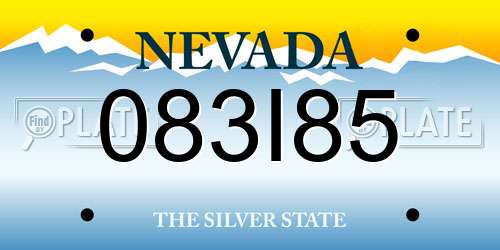 083I85 Nevada License Plate