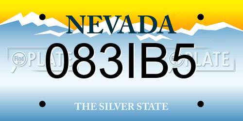 083IB5 Nevada License Plate