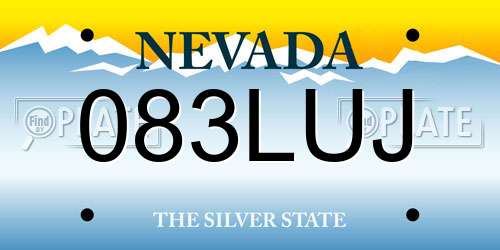 083LUJ Nevada License Plate