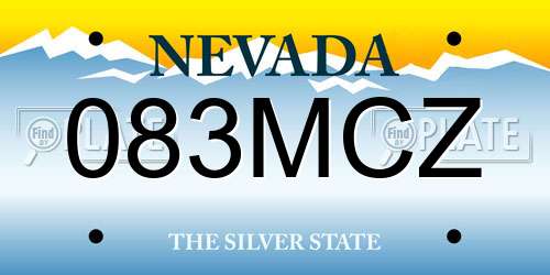 083MCZ Nevada License Plate
