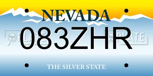083ZHR Nevada License Plate