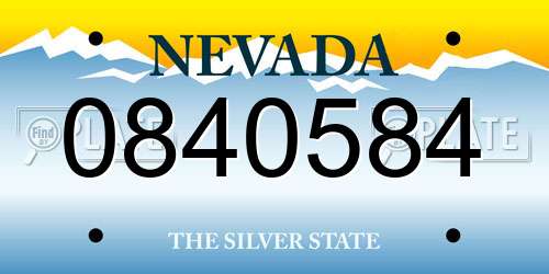 0840584 Nevada License Plate