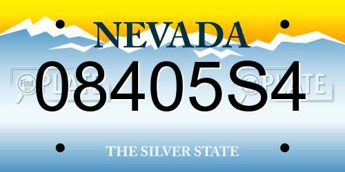 08405S4 Nevada License Plate