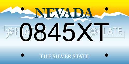 0845XT Nevada License Plate