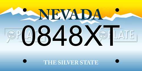 0848XT Nevada License Plate