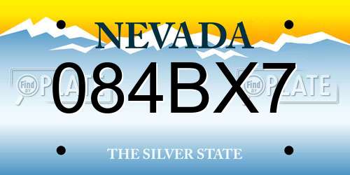 084BX7 Nevada License Plate