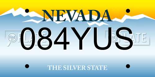 084YUS Nevada License Plate