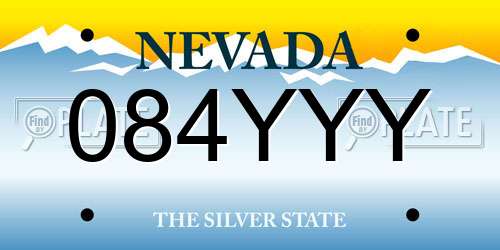 084YYY Nevada License Plate