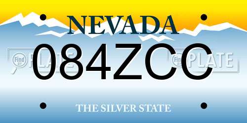 084ZCC Nevada License Plate