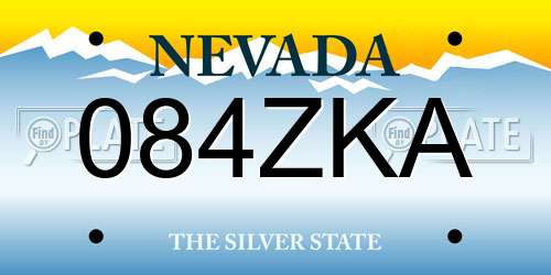 084ZKA Nevada License Plate
