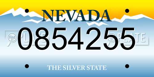 0854255 Nevada License Plate
