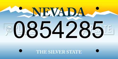 0854285 Nevada License Plate
