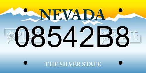 08542B8 Nevada License Plate