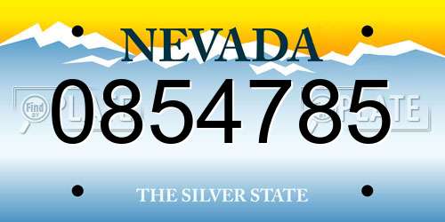 0854785 Nevada License Plate
