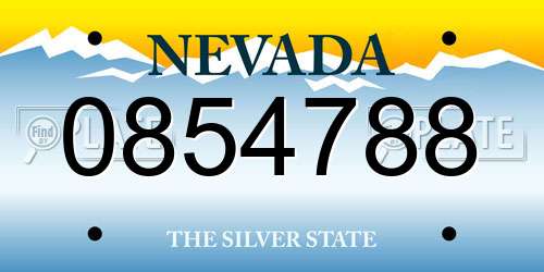 0854788 Nevada License Plate