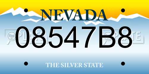 08547B8 Nevada License Plate
