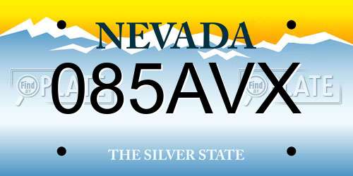 085AVX Nevada License Plate