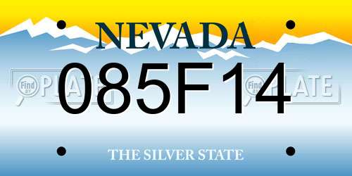 085F14 Nevada License Plate