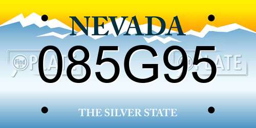 085G95 Nevada License Plate