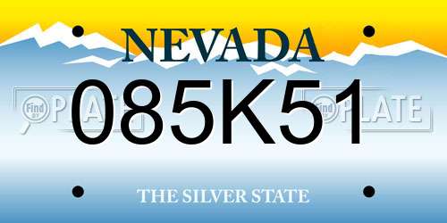 085K51 Nevada License Plate