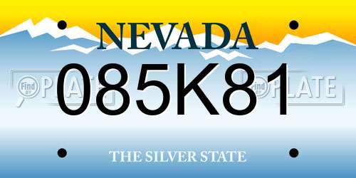 085K81 Nevada License Plate