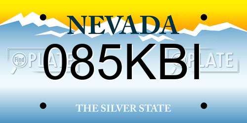 085KBI Nevada License Plate