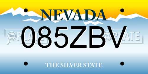 085ZBV Nevada License Plate