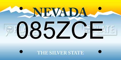 085ZCE Nevada License Plate