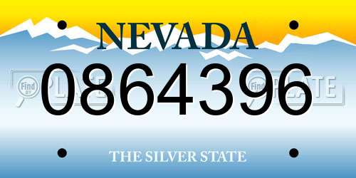 0864396 Nevada License Plate