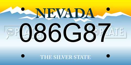 086G87 Nevada License Plate