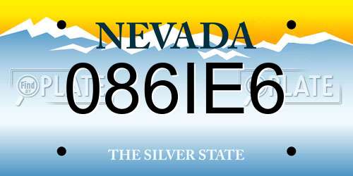 086IE6 Nevada License Plate