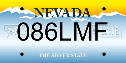 086LMF Nevada License Plate