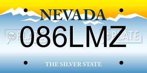 086LMZ Nevada License Plate