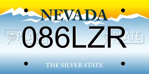 086LZR Nevada License Plate