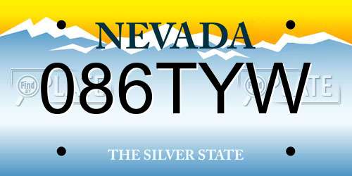 086TYW Nevada License Plate