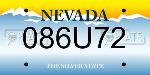 086U72 Nevada License Plate