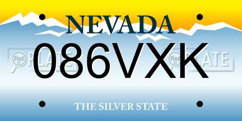 086VXK Nevada License Plate