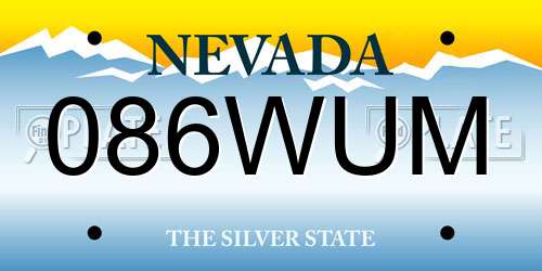 086WUM Nevada License Plate