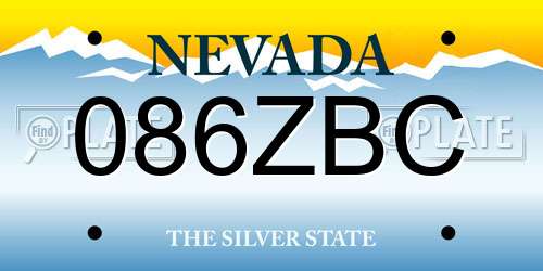 086ZBC Nevada License Plate