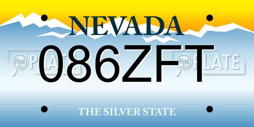 086ZFT Nevada License Plate