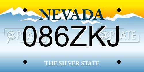 086ZKJ Nevada License Plate