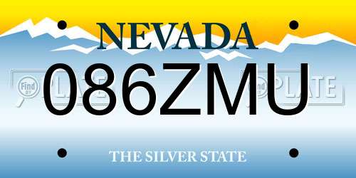 086ZMU Nevada License Plate
