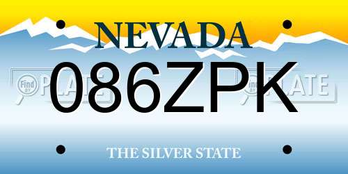 086ZPK Nevada License Plate