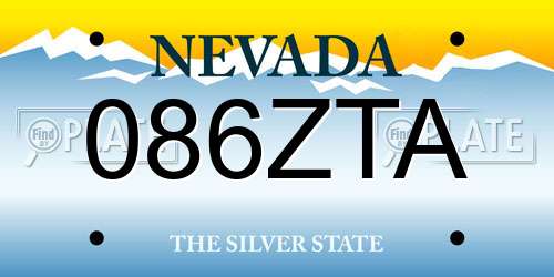 086ZTA Nevada License Plate