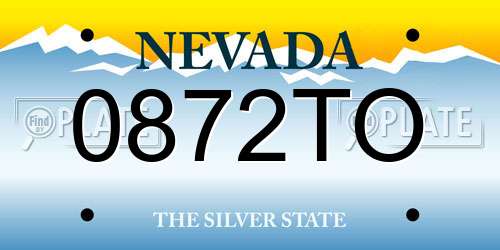 0872TO Nevada License Plate