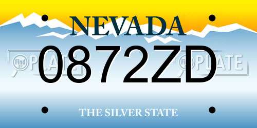 0872ZD Nevada License Plate